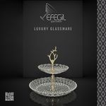 Casa si Gradina - Bucatarie si vesela - Vesela si tacamuri - Vesela desert - Fructiera sticla cu picior Efegil Luxury 29x29x25 cm transparent-auriu - Infinity.ro
