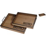 Casa si Gradina - Bucatarie si vesela - Ustensile bucatarie - Tavi servire - Set 2 tavi servire Koopman Bistro 35 cm lemn si metal maro-negru - Infinity.ro
