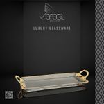 Casa si Gradina - Bucatarie si vesela - Vesela si tacamuri - Platouri de bucatarie - Platou sticla Efegil Glamour transparent-auriu 14x36x4 cm - Infinity.ro