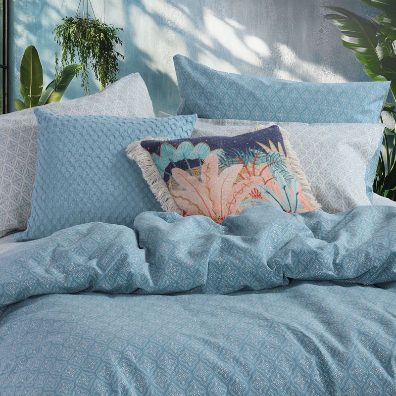 Casa si Gradina - Textile si covoare - Lenjerii de pat - Seturi de lenjerie - Set 2 cearsafuri 240x270 cm + 2 fete perna 52x72 cm Nef-Nef Sorento Albastru - Infinity.ro