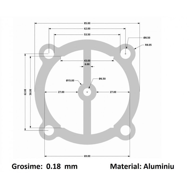 Casa si Gradina - Electrice - Echipamente electrice - Accesorii compresoare - Garnitura aluminiu cilindru cap compresor 65mm 78x78mm CH096 Mod.19 - Infinity.ro