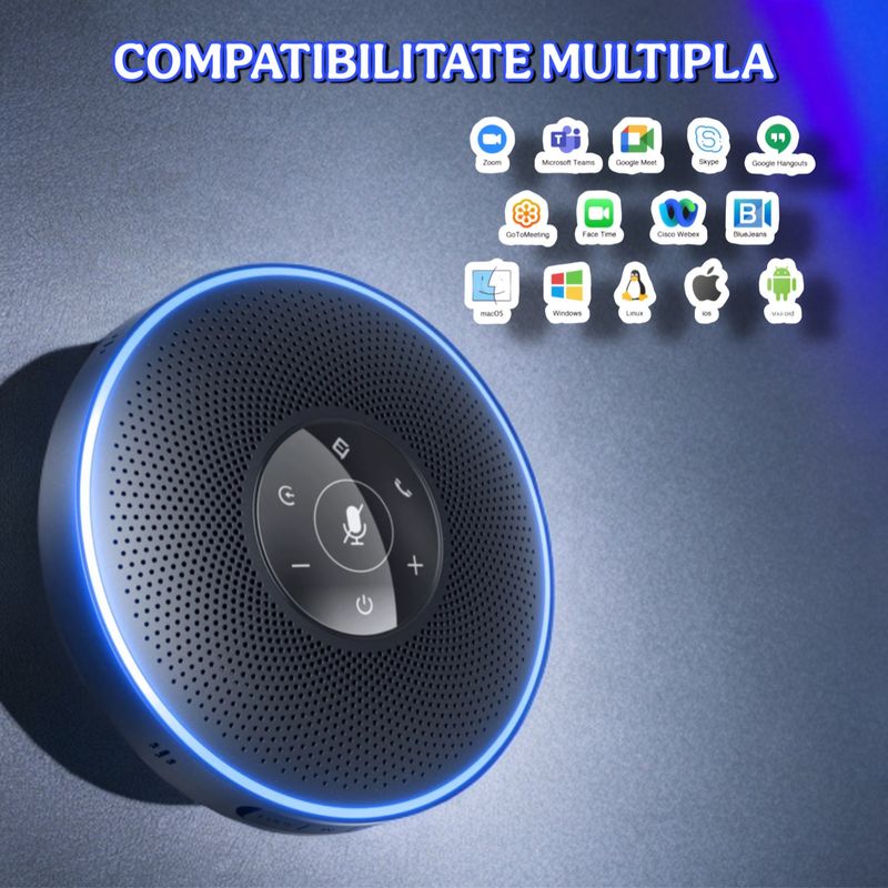 TV, Audio-Video si Foto - Home cinema si Soundbar - Sisteme audio - Sistem audio conferinta, eMeet M2 Speakerphone Bluetooth USB, 4 Microfoane AI 360°, Noise Cancelling - Infinity.ro