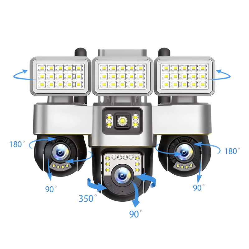Casa si Gradina - Electrice - Smart Home - Camere de supraveghere - Camera de supraveghere tripla MaGeCa WiFi cu proiector LED, 12MP Full HD, 3 zone supravegheate simultan - Infinity.ro