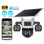 Casa si Gradina - Electrice - Smart Home - Camere de supraveghere - Camera de supraveghere tripla cu panou solar MaGeCa, 4G, Cartela SIM, 6MP Full HD, Baterie 8000 mAh, Panou solar 8W - Infinity.ro