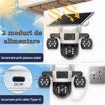 Casa si Gradina - Electrice - Smart Home - Camere de supraveghere - Camera de supraveghere tripla cu panou solar MaGeCa, 4G, Cartela SIM, 6MP Full HD, Baterie 8000 mAh, Panou solar 8W - Infinity.ro