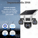 Casa si Gradina - Electrice - Smart Home - Camere de supraveghere - Camera de supraveghere tripla cu panou solar MaGeCa, 4G, Cartela SIM, 6MP Full HD, Baterie 8000 mAh, Panou solar 8W - Infinity.ro