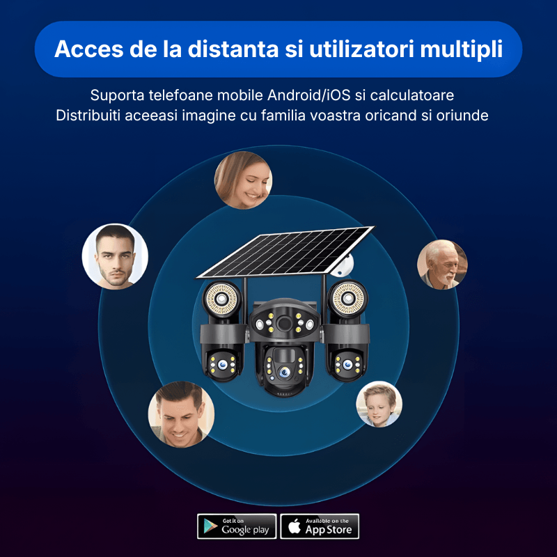 Casa si Gradina - Electrice - Smart Home - Camere de supraveghere - Camera de supraveghere tripla cu panou solar MaGeCa, Conexiune 4G, 6MP Full HD, Baterie 8000 mAh, Panou solar 8W - Infinity.ro