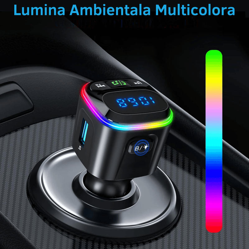 Auto si Moto - Electronice auto - Multimedia auto - Modulator FM cu Bluetooth, microSD, incarcare rapida, apeluri hands-free si redare muzica, alimentare 12–24 V - Infinity.ro