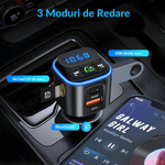 Auto si Moto - Electronice auto - Multimedia auto - Modulator FM cu Bluetooth, microSD, incarcare rapida, apeluri hands-free si redare muzica, alimentare 12–24 V - Infinity.ro