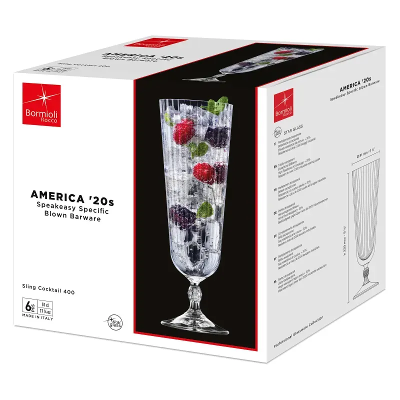 Casa si Gradina - Bucatarie si vesela - Cani si pahare - Pahare - Set 6 pahare AMERICA'20s SLING COCKTAIL 400 Bormioli Rocco - Infinity.ro