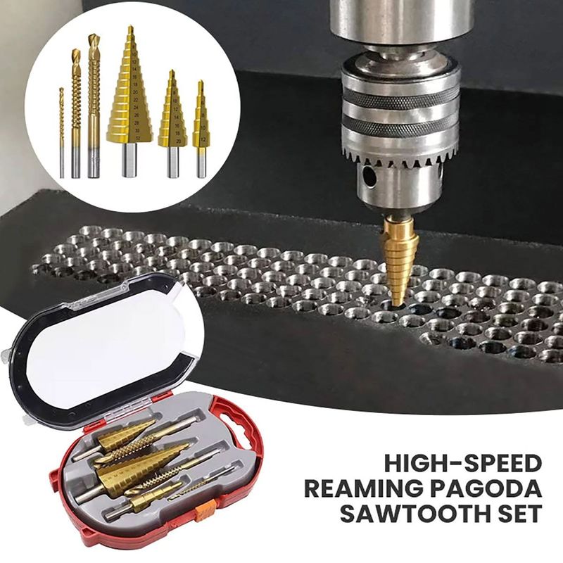 Casa si Gradina - Constructii - Scule electrice si accesorii - Seturi si accesorii pentru gaurit si insurubat - Set 6 burghie in cutie de depozitare, 3 marimi in trepte si 3 cu rasucire, pt prelucrarea metalelor, lemnului etc - Infinity.ro