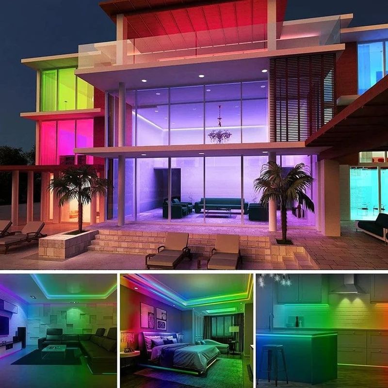Casa si Gradina - Corpuri si surse de iluminat - Benzi LED - Banda LED RGB cu Telecomanda, Control prin aplicatie, USB, lumina decorativa colorata, Efect Muzical, 10 M - Infinity.ro