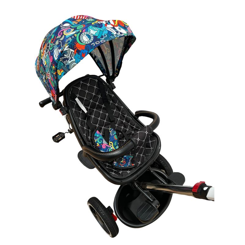 Jucarii, Copii si Bebe - Jucarii si jocuri - Jucarii de exterior - Triciclete - Tricicleta Go Kart L-sun scaun reversibil, pozitie de somn, borseta,sezut tip scoica, roti cauciuc, copertina UV - Infinity.ro