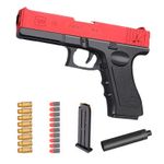 Jucarii, Copii si Bebe - Jucarii si jocuri - Jucarii de rol - Arme de jucarie - Pistol de jucarie cu gloante moi, Incarcare manuala, Ejectarea carcasei goale, Negru/Rosu - Infinity.ro