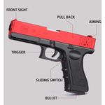 Jucarii, Copii si Bebe - Jucarii si jocuri - Jucarii de rol - Arme de jucarie - Pistol de jucarie cu gloante moi, Incarcare manuala, Ejectarea carcasei goale, Negru/Rosu - Infinity.ro