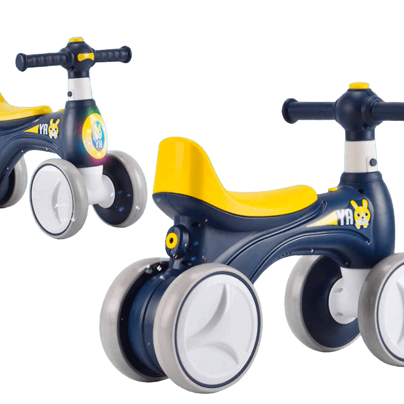 Sport si Outdoor - Ciclism - Biciclete pentru copii - Bicicleta Go Kart Bunny fara pedale cu roti silentioase, pentru copii 1-3 ani, lumini si muzica, albastru cu galben - Infinity.ro