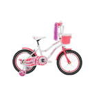 Sport si Outdoor - Ciclism - Biciclete pentru copii - Bicicleta Go Kart Bianca, 12 inch, pentru copii, 2-4 ani, roti ajutatoare, portbagaj, cosulet, alb cu roz - Infinity.ro