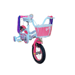 Sport si Outdoor - Ciclism - Biciclete pentru copii - Bicicleta Go Kart Bianca, 12 inch, pentru copii, 2-4 ani, roti ajutatoare, portbagaj, cosulet, alb cu roz - Infinity.ro