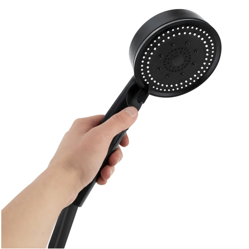 Casa si Gradina - Sanitare - Cazi si cabine de dus - Coloane si seturi de dus - Set cap de dus & furtun 150 cm & suport montare, 5 moduri de jet cu presiune mare, 5 viteze reglabile, ABS, Negru - Infinity.ro