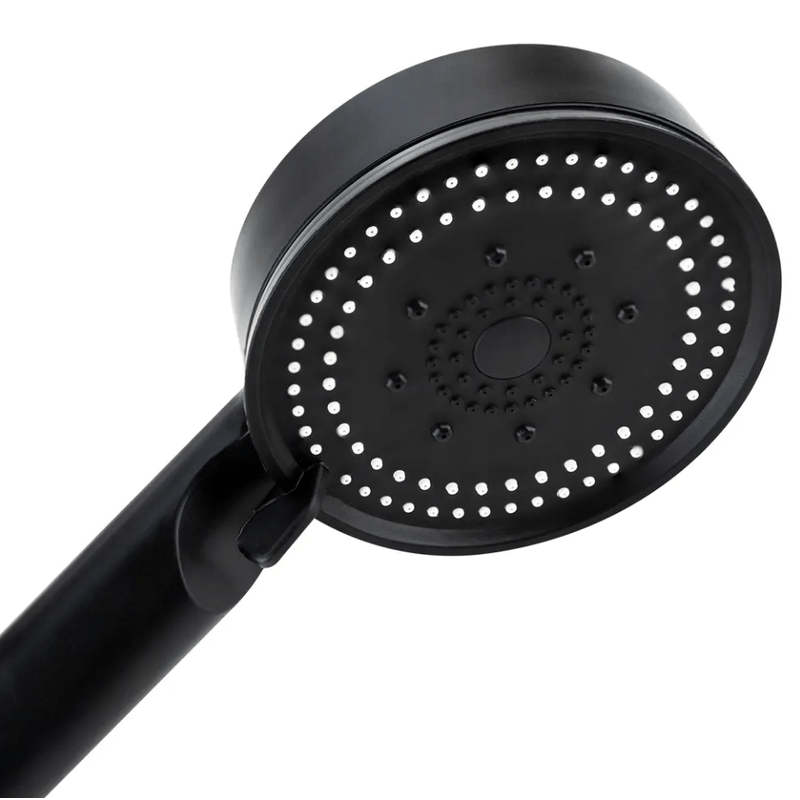 Casa si Gradina - Sanitare - Cazi si cabine de dus - Coloane si seturi de dus - Set cap de dus & furtun 150 cm & suport montare, 5 moduri de jet cu presiune mare, 5 viteze reglabile, ABS, Negru - Infinity.ro