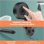 Casa si Gradina - Sanitare - Cazi si cabine de dus - Coloane si seturi de dus - Set cap de dus & furtun 150 cm & suport montare, 5 moduri de jet cu presiune mare, 5 viteze reglabile, ABS, Negru - Infinity.ro