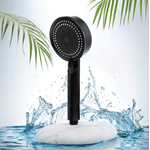 Casa si Gradina - Sanitare - Cazi si cabine de dus - Coloane si seturi de dus - Set cap de dus & furtun 150 cm & suport montare, 5 moduri de jet cu presiune mare, 5 viteze reglabile, ABS, Negru - Infinity.ro