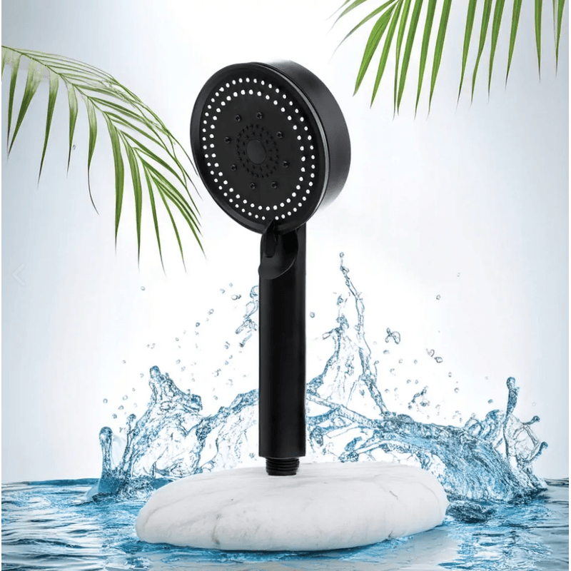 Casa si Gradina - Sanitare - Cazi si cabine de dus - Coloane si seturi de dus - Set cap de dus & furtun 150 cm & suport montare, 5 moduri de jet cu presiune mare, 5 viteze reglabile, ABS, Negru - Infinity.ro