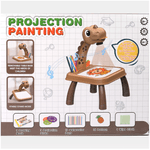 Jucarii, Copii si Bebe - Jucarii si jocuri - Jucarii & jocuri educative - Jocuri si jucarii educative - Masa De Desen Cu Proiector Pentru Copii, 3 Discuri cu 24 Șabloane, 12 Carioci, Carte de Desen, Model Dinozaur Maro - Infinity.ro