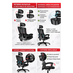 PC, gaming si accesorii - Gaming - Accesorii gaming - Scaune gaming - Scaun ergonomic birou/gaming, negru, spatar mesh, tetiera 2D, suport lombar, mecanism sincron, 120 kg, ROHS - Infinity.ro