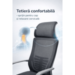 Casa si Gradina - Mobilier - Scaune si fotolii - Scaune - Scaun Ergonomic Reglabil pentru Birou si Gaming, Gri, Tetiera 2D, Mecanism Syncron, Spatar Mesh pentru Confort Sporit - Infinity.ro