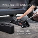 Auto si Moto - Reparatii si depanare - Scule auto - Echipamente de ridicare si sprijin - Cric hidraulic cu profil redus de 2,5 T cu valiza, tampon de cauciuc, S10663 - Infinity.ro