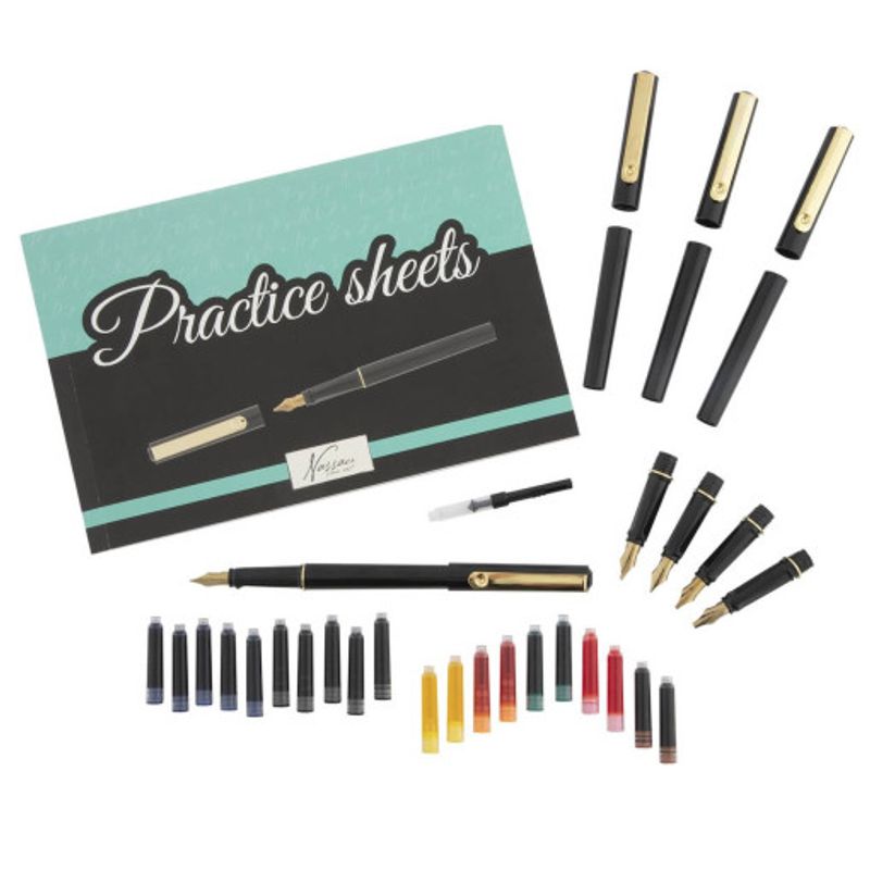 Carti si Birotica - Birotica - Instrumente de scris - Pixuri si stilouri - Set caligrafie 35 piese cu cerneala colorata varfuri diferite si carte de caligrafie - Infinity.ro