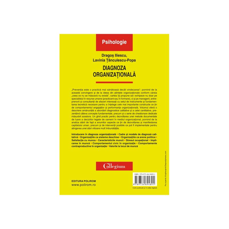 Carti si Birotica - Carti - Psihologie - Diagnoza organizationala, Dragos Iliescu, Lavinia Tanculescu-Popa - Infinity.ro