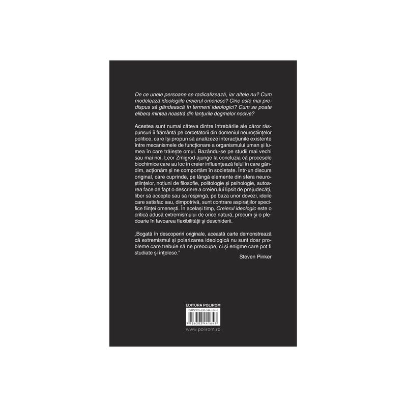 Carti si Birotica - Carti - Stiinte sociale si politica - Creierul ideologic. Neurostiintele politice si credintele rigide, Leor Zmigrod - Infinity.ro