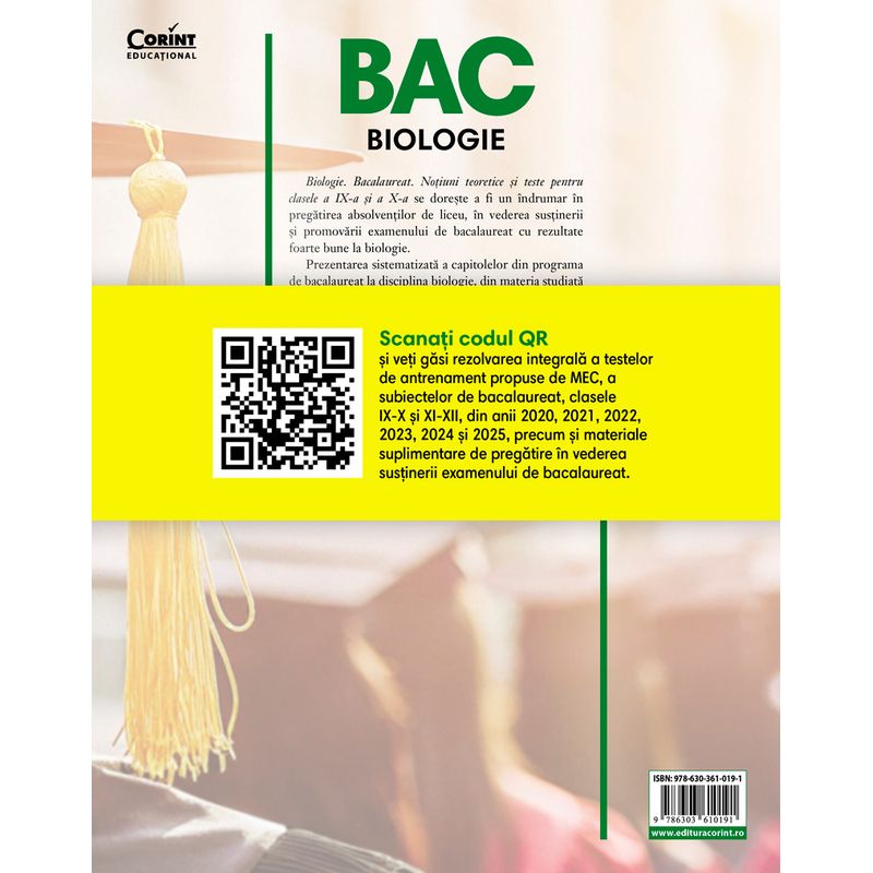 Carti si Birotica - Carti - Manuale si auxiliare scolare - Culegeri auxiliare - Bacalaureat 2026 - Biologie. Notiuni teoretice si teste pentru clasele a IX-a si a X-a - Infinity.ro