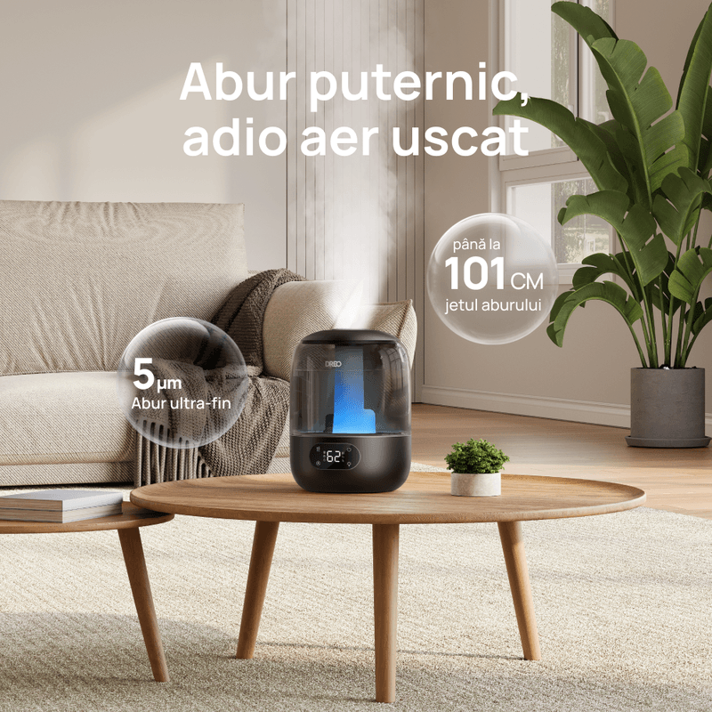 Electronice si Electrocasnice - Climatizare si sisteme de incalzire - Aparate filtrare aer - Umidificatoare - Umidificator Dreo 306, Rezorvor 3L, Capacitate de umidificare 250 ml/h, Negru - Infinity.ro