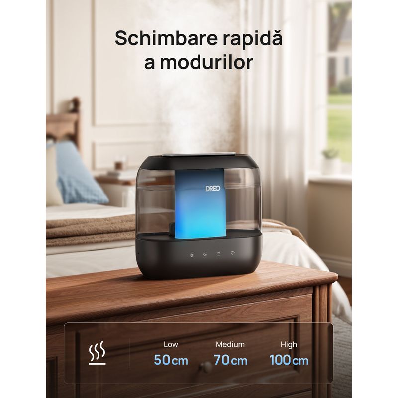 Electronice si Electrocasnice - Climatizare si sisteme de incalzire - Aparate filtrare aer - Umidificatoare - Umidificator Dreo 311S, Smart,Wifi, Rezervor 4L,Capacitate de umidificare 250 ml/h, Negru - Infinity.ro