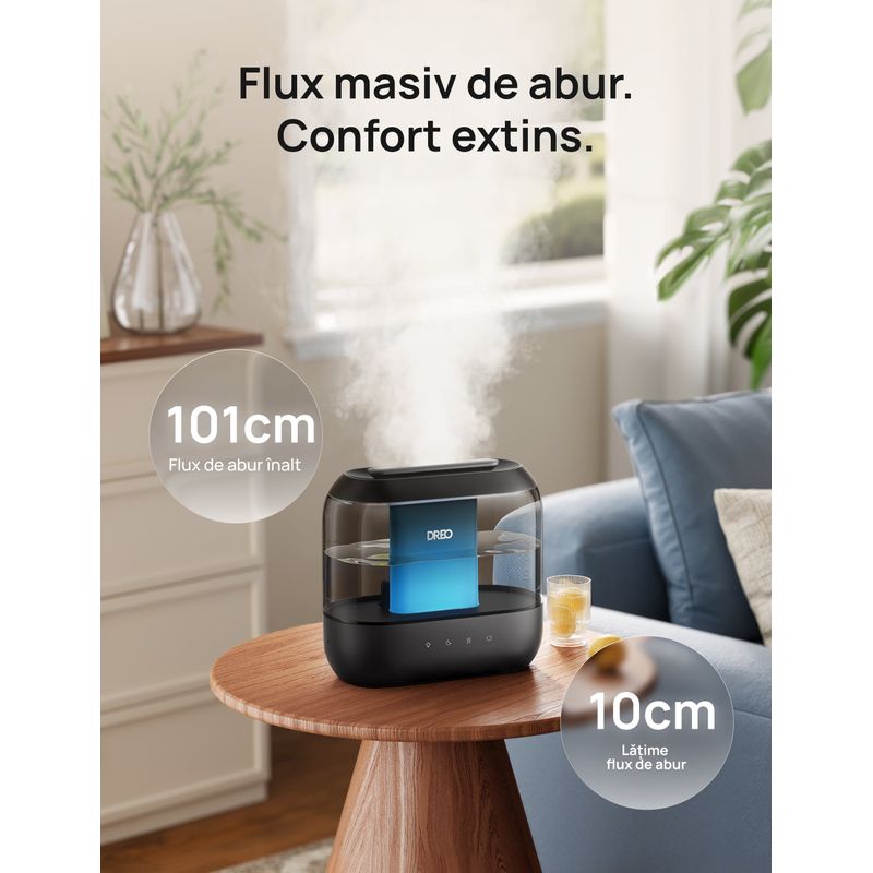 Electronice si Electrocasnice - Climatizare si sisteme de incalzire - Aparate filtrare aer - Umidificatoare - Umidificator Dreo 311S, Smart,Wifi, Rezervor 4L,Capacitate de umidificare 250 ml/h, Negru - Infinity.ro