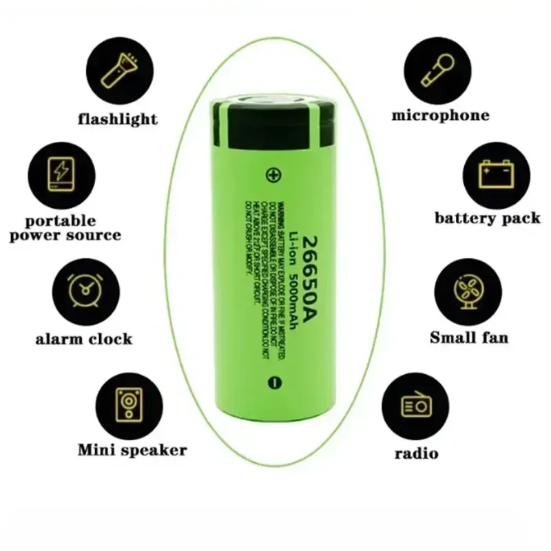Casa si Gradina - Electrice - Accesorii electrice - Baterii, acumulatori si incarcatoare - Acumulator 26650A MRG M1220, 5000mAh, Li-Ion, 3.7V, Reincarcabil, Verde - Infinity.ro
