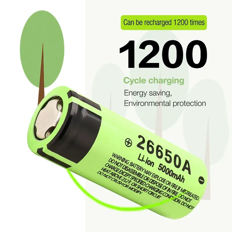 Casa si Gradina - Electrice - Accesorii electrice - Baterii, acumulatori si incarcatoare - Acumulator 26650A MRG M1220, 5000mAh, Li-Ion, 3.7V, Reincarcabil, Verde - Infinity.ro