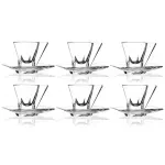 Casa si Gradina - Bucatarie si vesela - Cani si pahare - Cani si cesti - Set 12 Piese Cesti de Cafea Expresso 6 Cesti si 6 Farfurii ABYZ Capacitate  150ml, Transparent - Infinity.ro