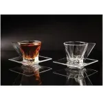 Casa si Gradina - Bucatarie si vesela - Cani si pahare - Cani si cesti - Set 12 Piese Cesti de Cafea Expresso 6 Cesti si 6 Farfurii ABYZ Capacitate  150ml, Transparent - Infinity.ro