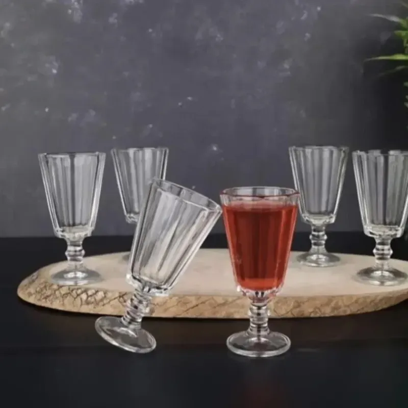 Casa si Gradina - Bucatarie si vesela - Cani si pahare - Pahare - Set 6 Pahare Vinal Aperitiv din sticla, cu model si picior ABYZ, Capacitate 61ml - Infinity.ro