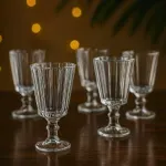 Casa si Gradina - Bucatarie si vesela - Cani si pahare - Pahare - Set 6 Pahare Vinal Aperitiv din sticla, cu model si picior ABYZ, Capacitate 61ml - Infinity.ro