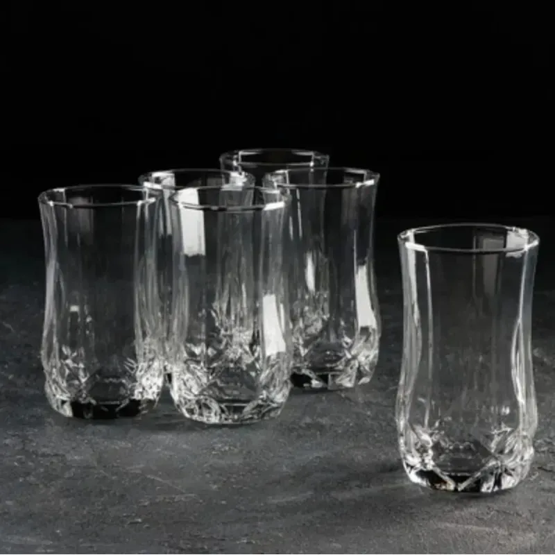 Casa si Gradina - Bucatarie si vesela - Cani si pahare - Pahare - Set 6 Pahare Din Sticla cu Model, River, Capacitate 330ml, Ideal pentru Apa, Bauturi Reci, Cocktail - ABYZ - Infinity.ro
