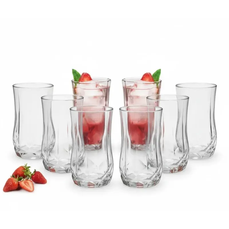 Casa si Gradina - Bucatarie si vesela - Cani si pahare - Pahare - Set 6 Pahare Din Sticla cu Model, River, Capacitate 330ml, Ideal pentru Apa, Bauturi Reci, Cocktail - ABYZ - Infinity.ro