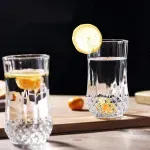 Casa si Gradina - Bucatarie si vesela - Cani si pahare - Pahare - Set 6 Pahare Din Sticla cu Model, River, Capacitate 330ml, Ideal pentru Apa, Bauturi Reci, Cocktail - ABYZ - Infinity.ro