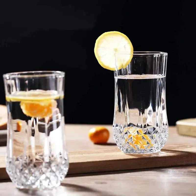 Casa si Gradina - Bucatarie si vesela - Cani si pahare - Pahare - Set 6 Pahare Din Sticla cu Model, River, Capacitate 330ml, Ideal pentru Apa, Bauturi Reci, Cocktail - ABYZ - Infinity.ro