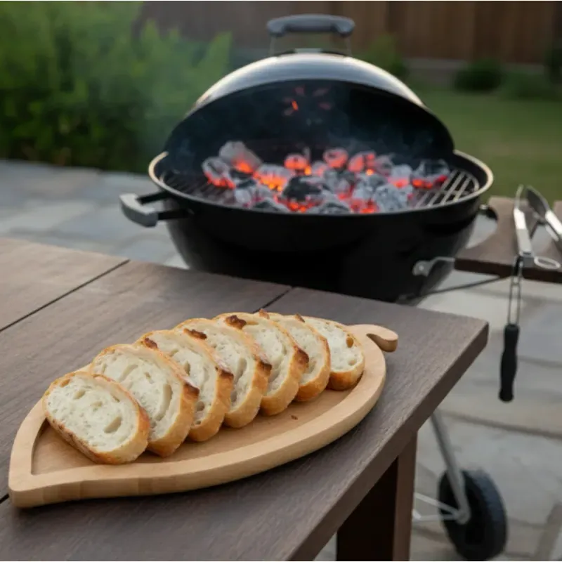 Casa si Gradina - Bucatarie si vesela - Vesela si tacamuri - Platouri de bucatarie - Platou rustic bambus ABYZ pentru aperitive, forma frunza, 35x18 cm, design natural - Infinity.ro