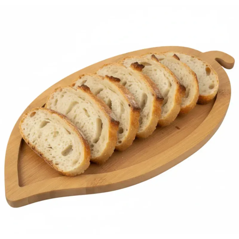 Casa si Gradina - Bucatarie si vesela - Vesela si tacamuri - Platouri de bucatarie - Platou rustic bambus ABYZ pentru aperitive, forma frunza, 35x18 cm, design natural - Infinity.ro